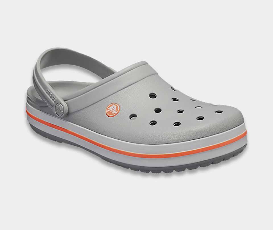 crocband clog light grey bright coral 3