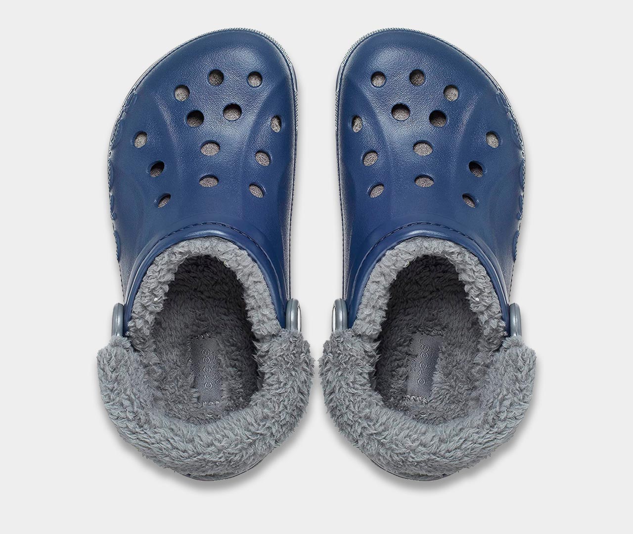 crocs baya lined fuzz strap clog navy 2