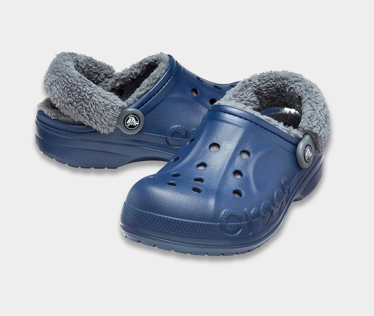 crocs baya lined fuzz strap clog navy 3